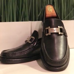 Salvatore Ferragamo Black Leather Horsebit Loafer